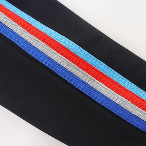 Boys fashion autumn jogger pants featuring colorful side stripes on premium black knit fabric