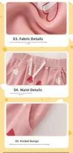 Détails du pantalon de jogging rose pour filles avec motifs cœurs et taille élastique