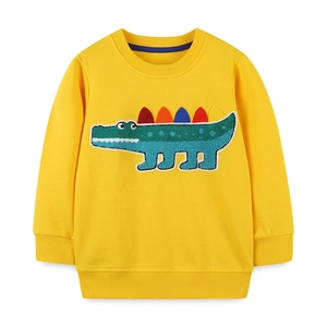 Boys yellow long sleeve sweatshirt featuring 3D back fins and crocodile embroidery