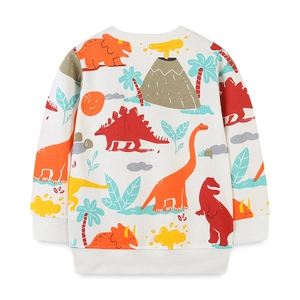 Sweat-shirt à manches longues pour enfants avec motifs de dinosaures colorés sur blanc