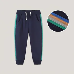 Boys Casual Cotton Joggers Contrast Side Stripe Drawstring Elastic Waist Sweatpants For Toddler Kids Sporty Fall Trousers