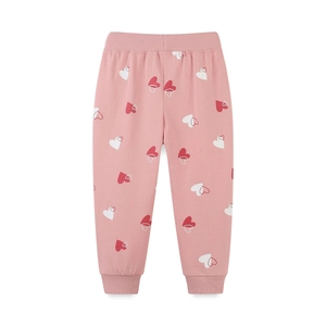 Pantalon de jogging rose à imprimé cœur pour fille avec taille et chevilles élastiques