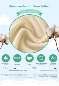 Detail view of cream natural cotton knit fabric texture with softness and breathability