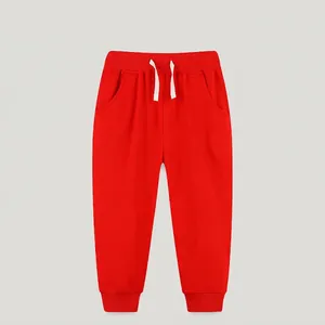 Kids Boys Cotton Joggers Casual Sweatpants Elastic Drawstring Waist Solid Color Autumn Sports Trousers Long Pants