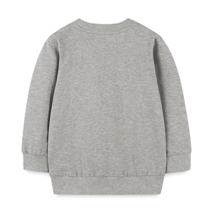 Classic heather grey crewneck sweatshirt for kids with ribbed cuffs and hem details