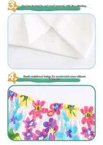 Détail de la taille élastique et de la couture fine sur cet ensemble floral d'été