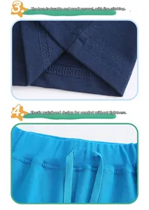 Détail de l'ourlet résistant et de la taille élastique avec cordon pour enfants