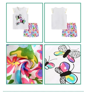 Détails de l'ensemble d'été pour filles avec imprimé papillon et short floral