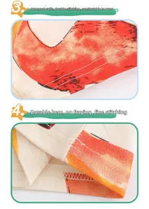 Detail showing neat double stitching on cuffs and hem of kids cartoon dinosaur t-shirt