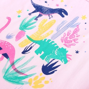 Mädchen Sommer-Set aus rosa Baumwolle mit lebhaften Dinosaurier- und Kaktus-Prints
