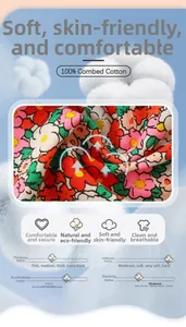 Gros plan sur tissu en coton peigné fleuri avec graphiques de caractéristiques