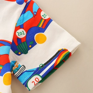 Kids cotton t-shirt with colorful cartoon prints and premium stitching on the sleeve