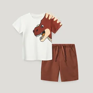 Boys Summer Cotton Clothing Set Toddler Fashion Cartoon Dinosaur Printed Short Sleeve T-Shirt And Shorts Two Piece Outfit