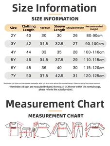 Detailed size chart for girls' cartoon deer printed long sleeve t-shirt from 2Y to 7Y