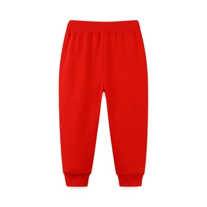 Pantalon de jogging rouge pour enfants en coton avec taille élastique et bords-côtes
