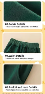 Détails du jogging vert pour garçon avec taille élastique et tissu en maille douce