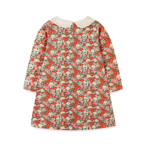 Robe de princesse à manches longues pour filles avec imprimé fleuri et col Peter Pan