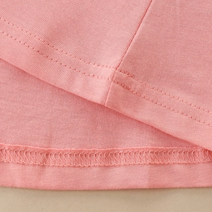 Pink knit cotton girls dress with high-quality stitching and durable double-needle hem