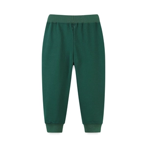 Pantalon de sport vert foncé en coton pour garçons avec taille et chevilles élastiques