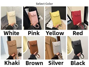 Collage of leather crossbody mini bags in eight colors with lychee grain texture