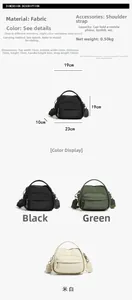Detailed size and dimension specs for the minimalist fabric crossbody square bag