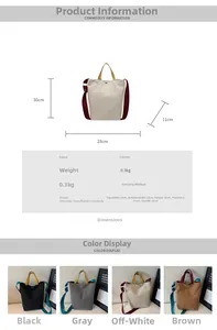 Spécifications de taille et options de couleur pour le grand sac fourre-tout en toile
