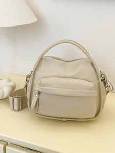 Women Casual Nylon Square Crossbody Bag Lightweight Versatile Shoulder Handbag With Adjustable Wide Strap Solid Color