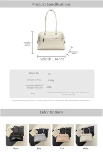 Detailed size chart and multi-color options for the large capacity glossy PU tote bag