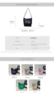 Spécifications de taille détaillées et options de couleur pour le grand sac fourre-tout