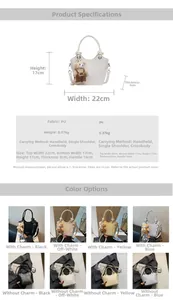 Detailed product dimensions and color options for this PU leather bucket bag