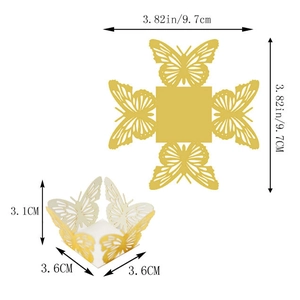 Detailed view of laser cut butterfly candy box with dimensions 3.6cm by 3.1cm