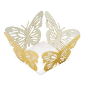 Laser cut butterfly hollow candy box in cream white and gold for wedding party decor