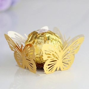 Golden laser-cut butterfly decorative favor holder for wedding party candy and chocolates