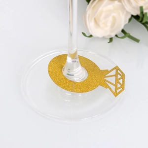 Golden glitter diamond ring wine glass marker for wedding tables and party decor