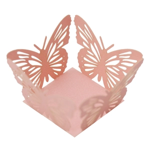 Laser cut butterfly candy box made of pearlescent pink paper for wedding party decor