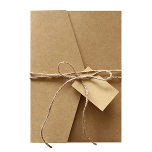 European Style Laser Cut Wedding Invitation Kraft Paper Set With RSVP Card Jute Rope Floral Bridal Shower Party Cards