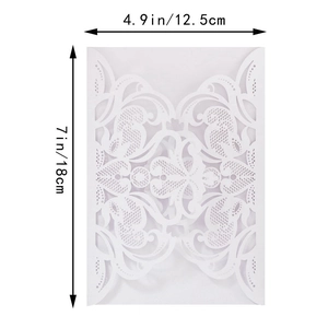 Pochette d'invitation de mariage découpée au laser avec guide des tailles 7x4,9 pouces
