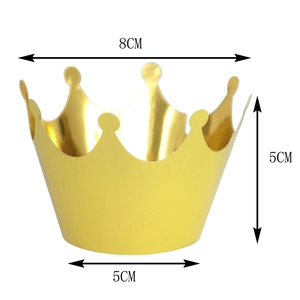 Dimensions détaillées du contour de cupcake couronne dorée de 8cm de haut et 5cm de base