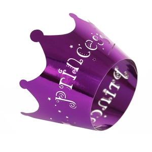 Involucri per cupcake a corona di principessa in carta a specchio viola con stelle
