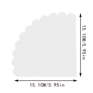 Detailed dimension guide showing the 15.1cm radius of the white scalloped paper cone