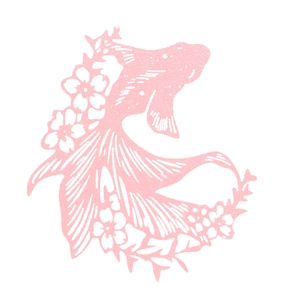 Pink goldfish cherry blossom place cards for wedding glass decoration and table setting