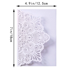 Laser cut hollow wedding invitation dimensions 7x4.9 inches on premium white cardstock