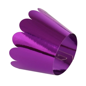Metallic purple scalloped cupcake wrappers with laser-cut wavy edges for party favors