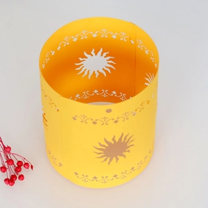 Yellow hollow sun pattern paper lantern lamp shade for festive party atmosphere decoration