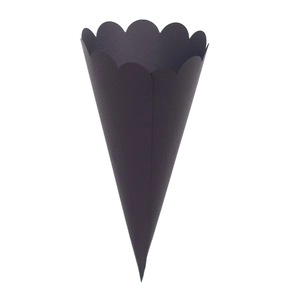 Black scalloped paper confetti cones for wedding petals and party favors packaging