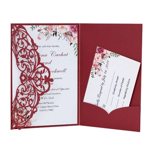 Elegant Laser Cut Wedding Invitation Cards Set Pearlescent Paper Hollow Floral RSVP Cards For Marriage Party Banquet