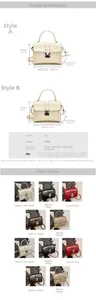 Detailed size chart for the PU leather crossbody bag featuring 18cm width and 14cm height