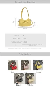 Detailed dimensions and product parameters for the PU leather bow hobo shoulder bag
