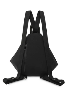 High-capacity black nylon backpack with anti-theft back pocket and adjustable straps