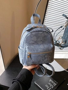 Women Mini PU Leather Backpack Vintage Floral Embossed Small Shoulder Bag For Daily Commuting Fashion Student Travel Pack
